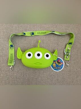 Disney Lime Green Alien Silicone Crossbody Bag with Lanyard